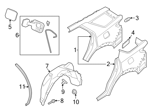 2020 Ford Police Interceptor Utility PANEL - BODY SIDE - REAR Diagram for NB5Z-7827841-A