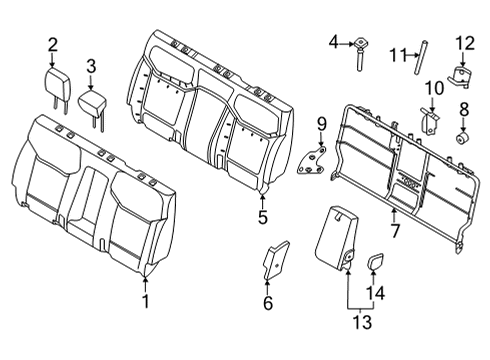 2022 Ford Maverick Rear Seat Components Diagram 1