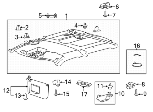 2023 Ford F-150 HEADLINING - ROOF Diagram for ML3Z-1851944-CK