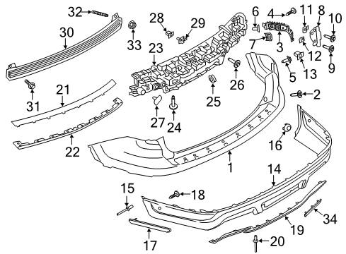 2019 Ford Police Interceptor Utility Rear Bumper Diagram 1