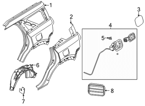 2021 Ford Bronco Sport PANEL - BODY SIDE - REAR Diagram for M1PZ-7827840-A