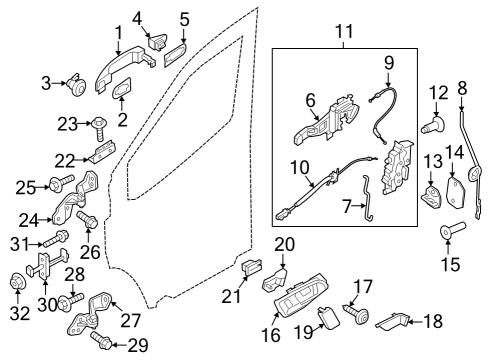 2020 Ford Transit Front Door - Lock & Hardware Diagram