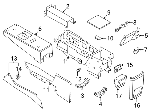 2021 Ford Police Interceptor Utility Front Console, Rear Console Diagram 1