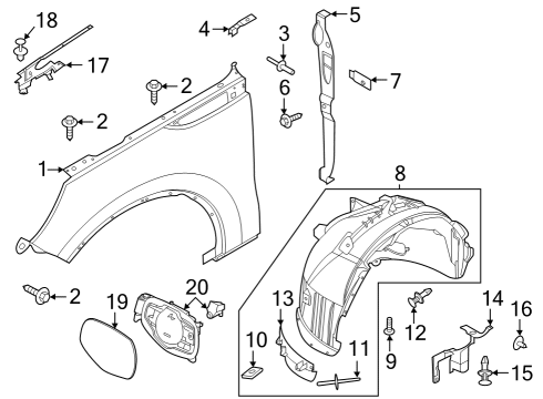 2022 Lincoln Aviator SUPPORT - FENDER BRACKET Diagram for LC5Z-16060-A