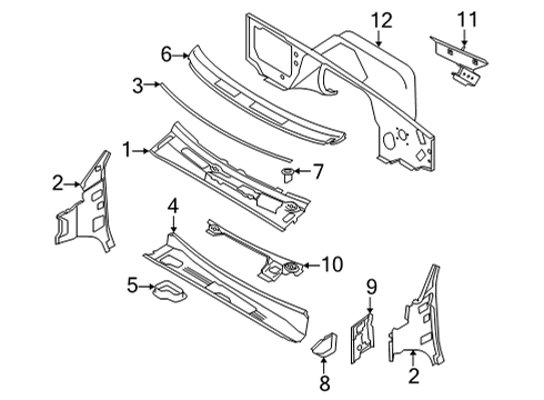 2021 Ford E-350/E-350 Super Duty Cab Cowl Diagram