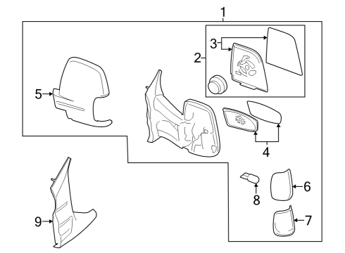 2022 Ford E-Transit Outside Mirrors Diagram 2