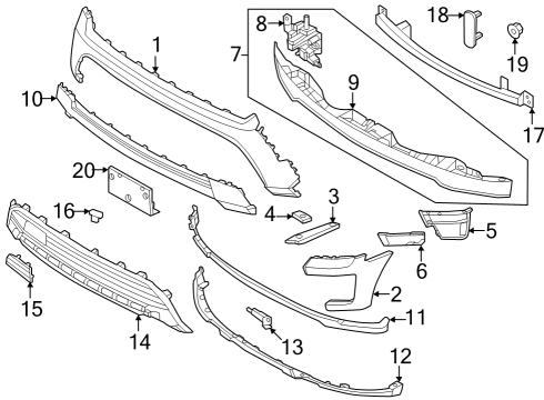 2022 Ford Expedition GRILLE - BUMPER Diagram for NL1Z-17E811-AA