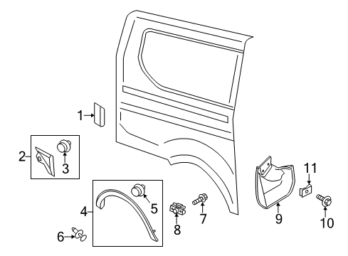 2023 Ford Transit Exterior Trim - Side Panel Diagram 1