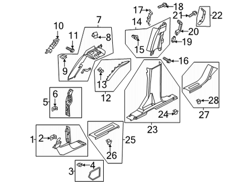 2023 Ford Bronco TRIM - "B" PILLAR Diagram for M2DZ-7824346-AA