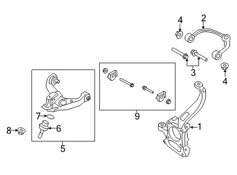 2020 Ford F-150 Front Suspension Components, Lower Control Arm, Upper Control Arm, Stabilizer Bar Diagram 2