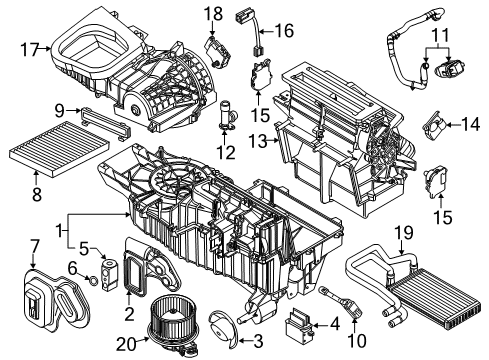 2019 Ford Police Interceptor Utility A/C Evaporator Components Diagram 1