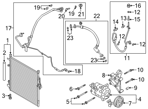 2023 Ford Ranger Condenser, Compressor & Lines Diagram