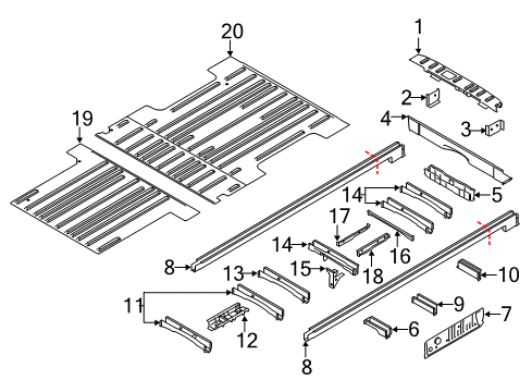 2020 Ford Transit Rear Body - Floor & Rails Diagram 2