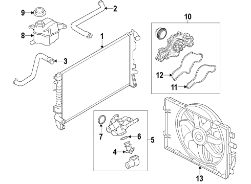 2019 Ford Police Interceptor Sedan Cooling System, Radiator, Water Pump, Cooling Fan Diagram 3