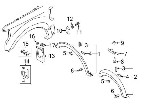 2021 Ford F-350 Super Duty Exterior Trim - Fender Diagram 1