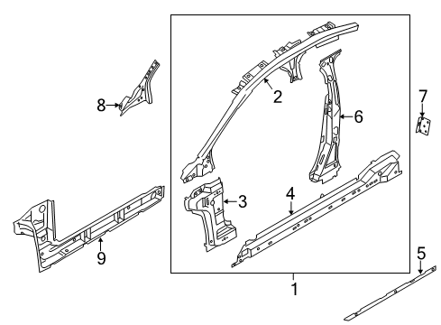 2019 Ford Police Responder Hybrid Center Pillar & Rocker Diagram