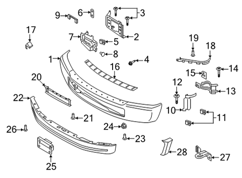 2021 Ford F-350 Super Duty BUMPER ASY - FRONT Diagram for LC3Z-17757-AA