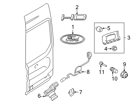 2021 Ford Transit Exterior Trim - Back Door Diagram 2