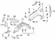 Diagram for 2022 Ford Ranger Fender - LB3Z-16005-A