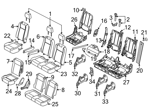 2020 Ford Transit Rear Seat Back Cover Assembly Diagram for LK4Z-6366601-LB